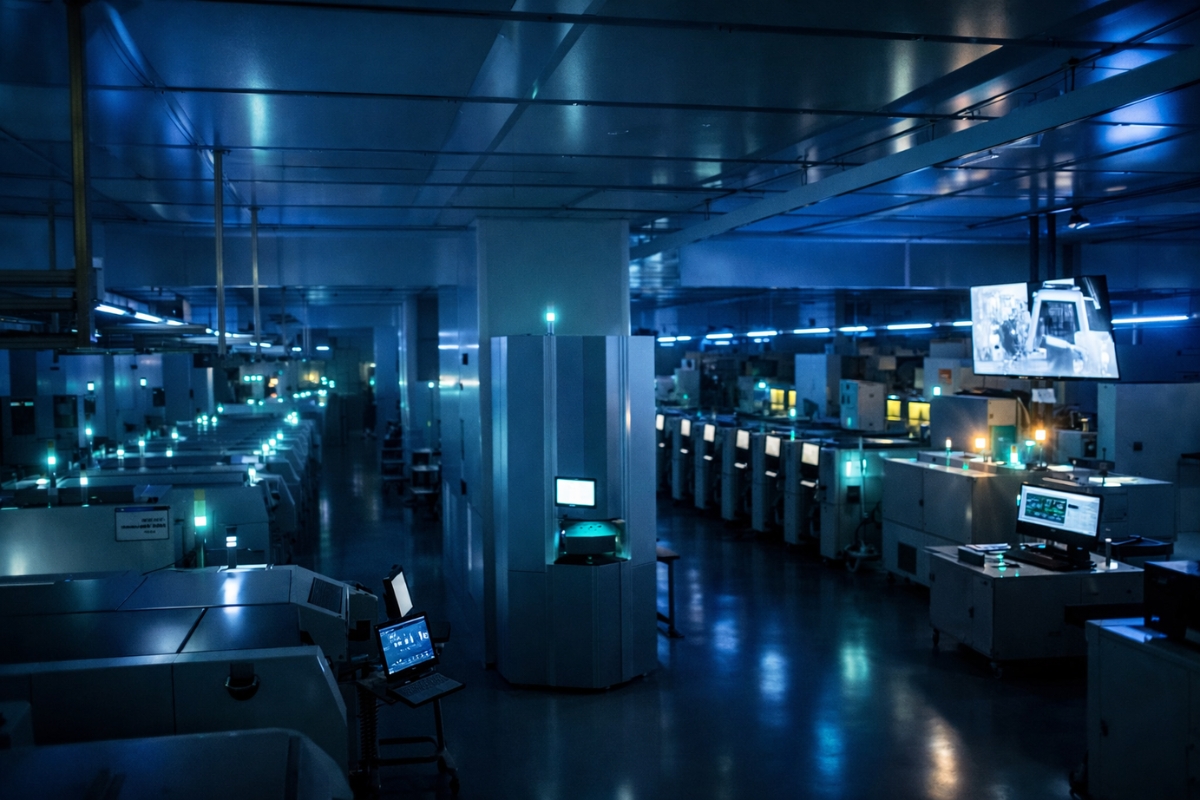 Com investimento de 330 milhões de dólares, uma fábrica chinesa funciona 24 horas por dia sem luz e sem pessoas, produz até 10 milhões de celulares por ano e altera a lógica tradicional das linhas de montagem