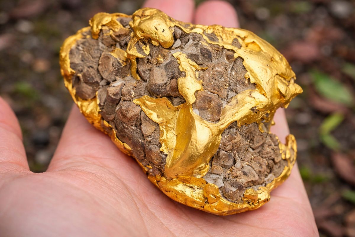 pepita de ouro gigantesca na Austrália após escavação profunda com detector de metais, reacende debate entre garimpeiros sobre profundidade, método e quanto ouro ainda pode estar escondido.