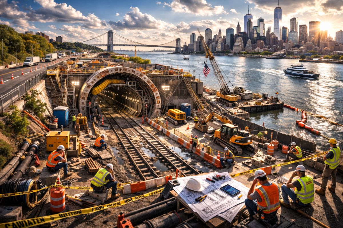 EUA liberam mais US$ 77 milhões para túnel do Rio Hudson, obra de US$ 16 bilhões segue parada, 1.000 trabalhadores afastados e impasse político com Trump