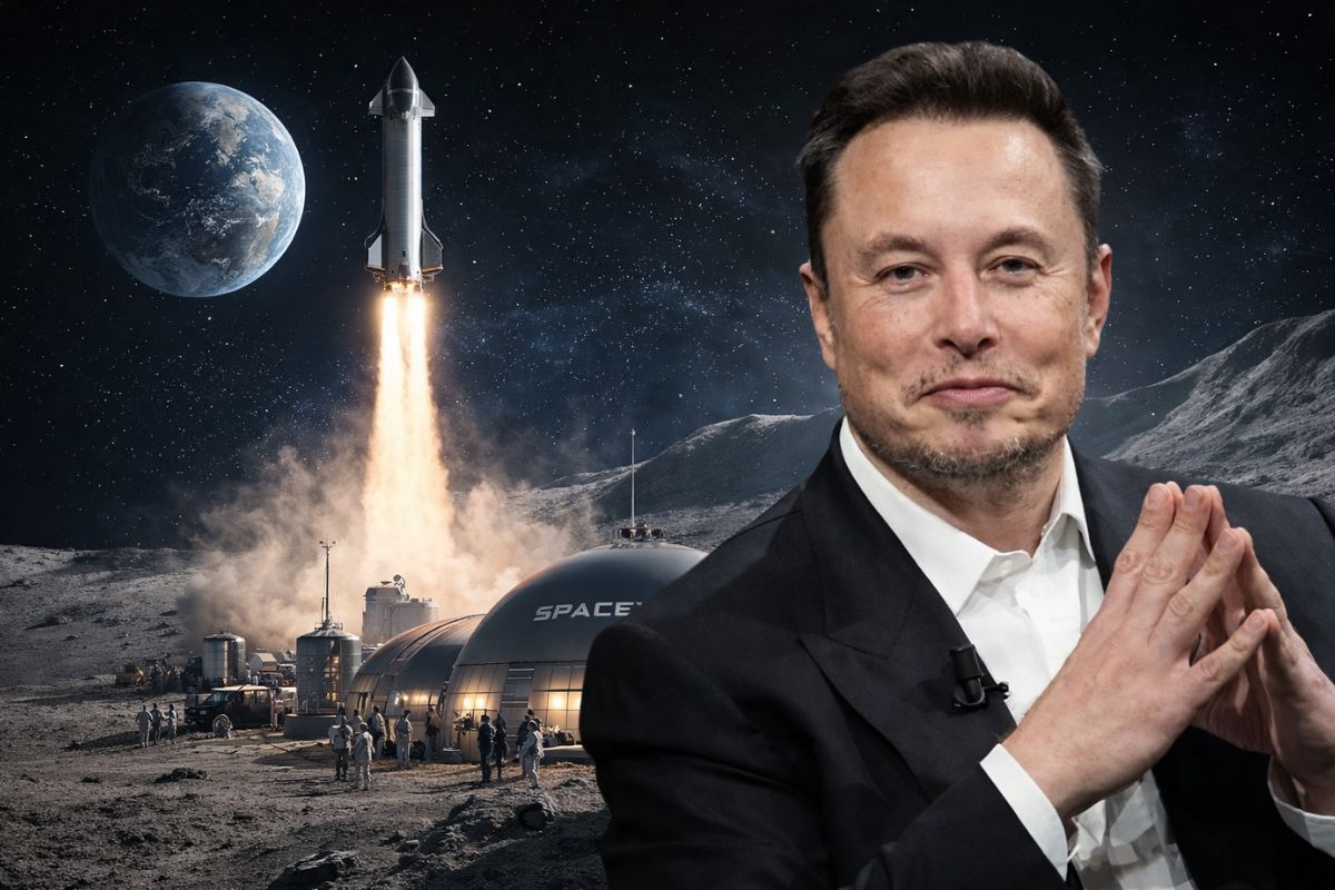 Elon Musk reposiciona a SpaceX: Lua com Starship antes de Marte redefine estratégia, cidade espacial e presença humana fora da Terra.
