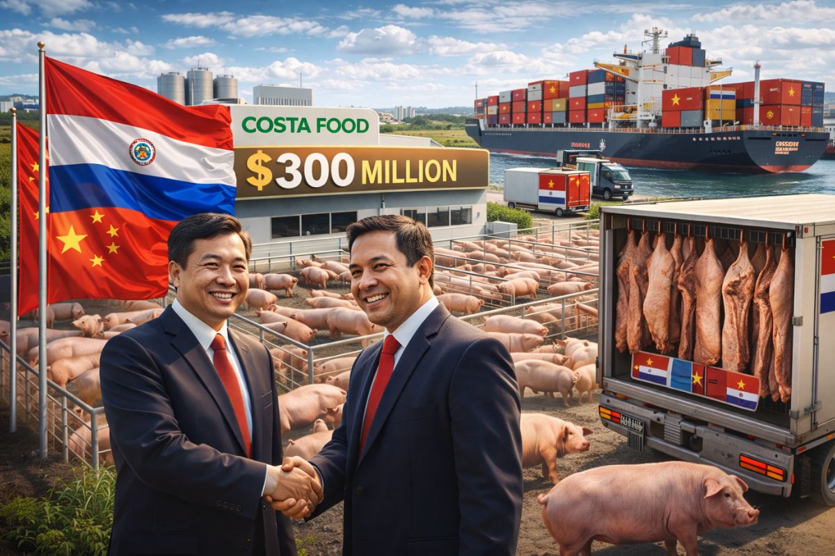 Empresa asiática Costa Food anuncia investimento de US$ 300 milhões no Paraguai, aposta na carne suína integrada, mira exportações para a Ásia