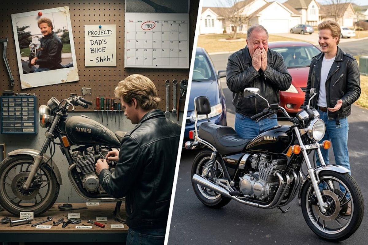 moto do pai renasce: Yamaha Maxim na Operação Maxim, restauração na Empire Cycle vira surpresa e presente afetivo.