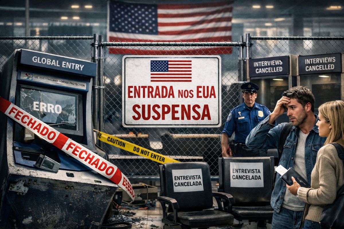 Governo Trump suspende Global Entry em meio a impasse orçamentário e empurra viajantes para fila tradicional na imigração dos EUA.