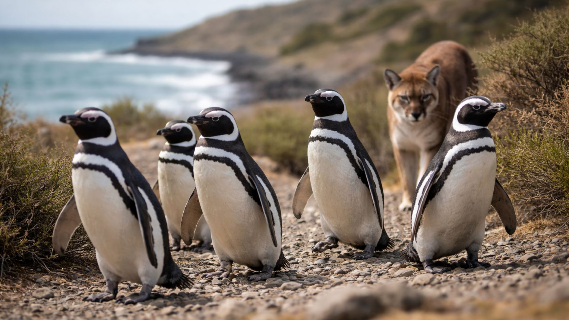 Recuperação dos pumas na Patagônia expõe efeito inesperado da conservação ao aumentar ataques a pinguins e criar dilema ético para cientistas.