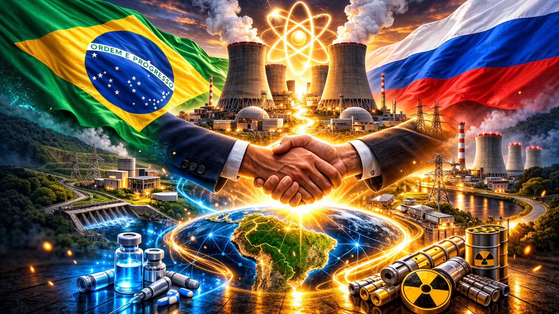 Brasil e Rússia firmam acordo nuclear para ampliar radioisótopos, avançar no ciclo do combustível e reforçar o TNP até 2028.