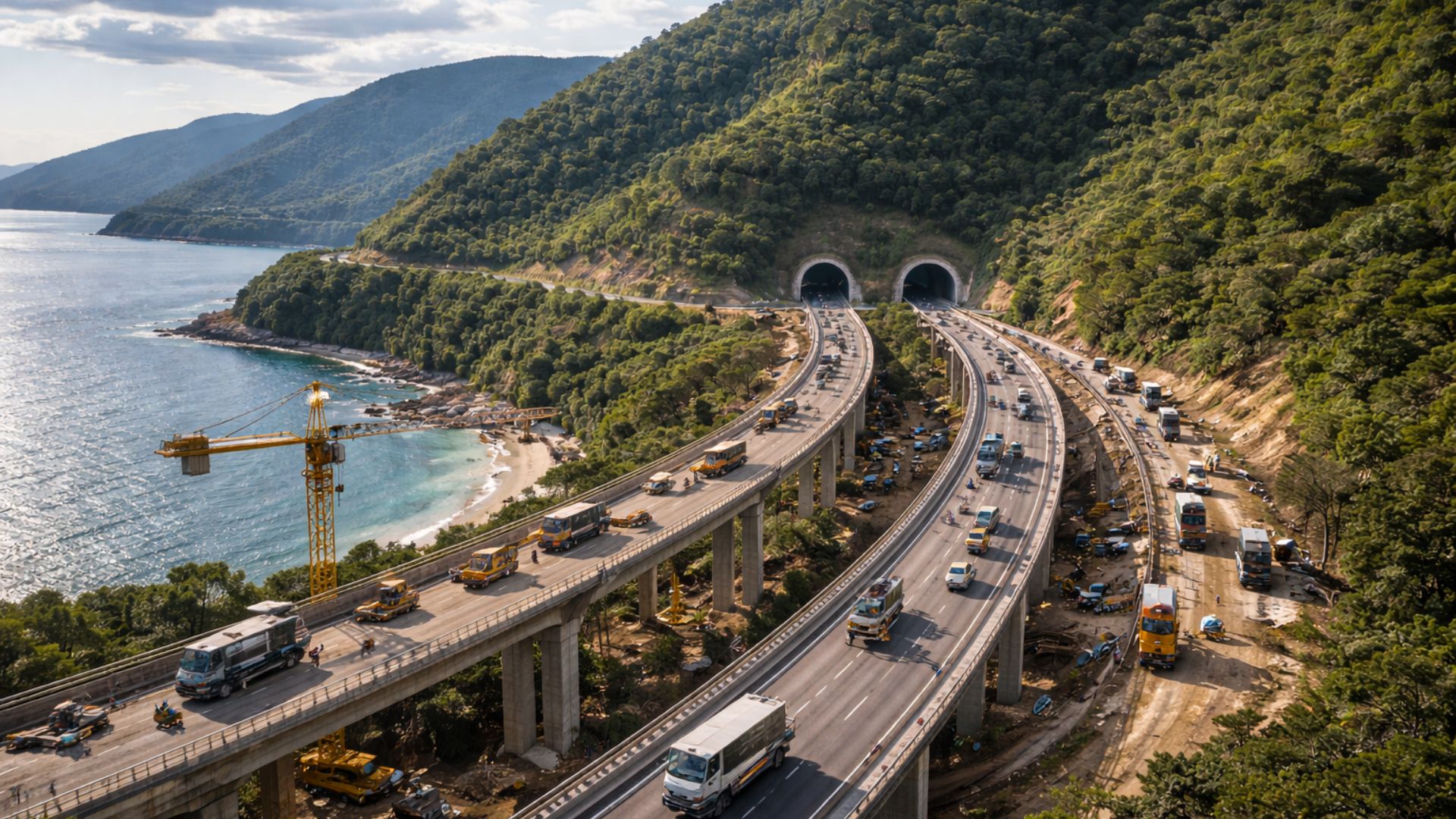 Projeto de R$ 3 bilhões prevê duplicação da Rio-Santos entre Caraguatatuba e Ubatuba, com túneis, passarelas e 45 km iluminados.