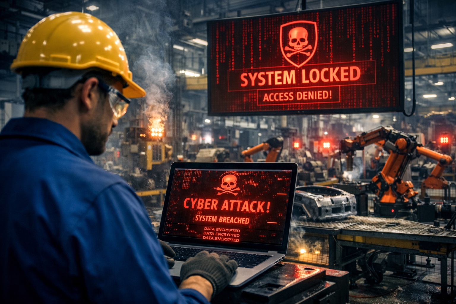 Indústrias estão virando reféns digitais e o chão de fábrica virou o novo alvo preferido dos ataques que param produção e queimam milhões em horas