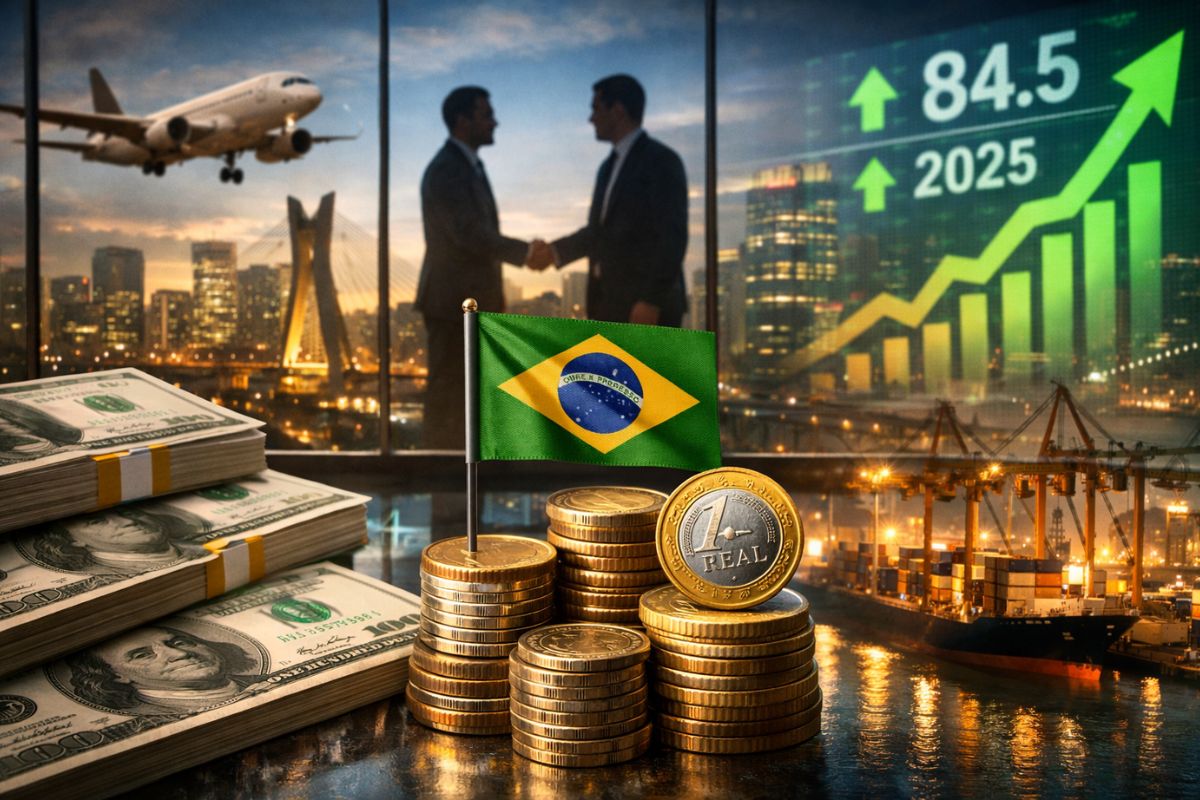 Investimento estrangeiro no Brasil avança, atrai capital internacional, segundo o Banco Central, e deixa o país perto de um recorde histórico.