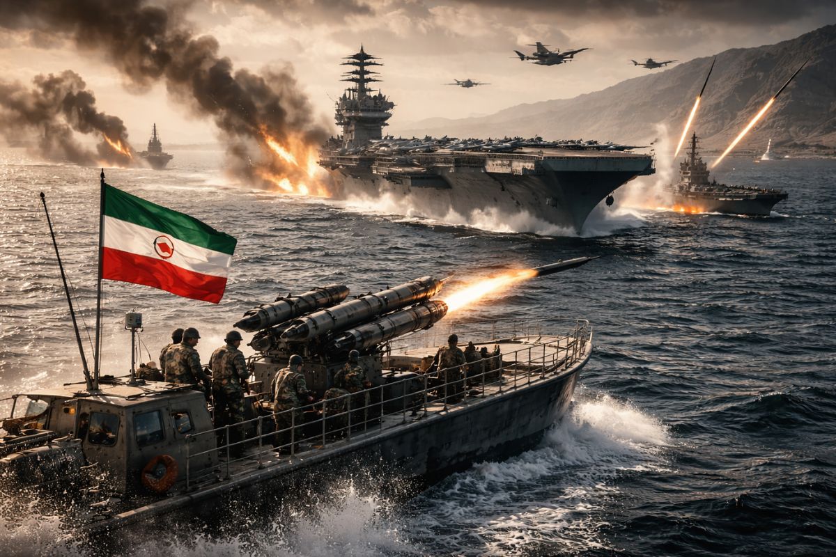 Estreito de Ormuz no foco: Irã fecha trechos para exercícios da Guarda Revolucionária Islâmica, ameaça porta-aviões e leva o debate à Suíça, onde mediadores tentam conter a escalada e reduzir riscos ao petróleo e ao tráfego marítimo.