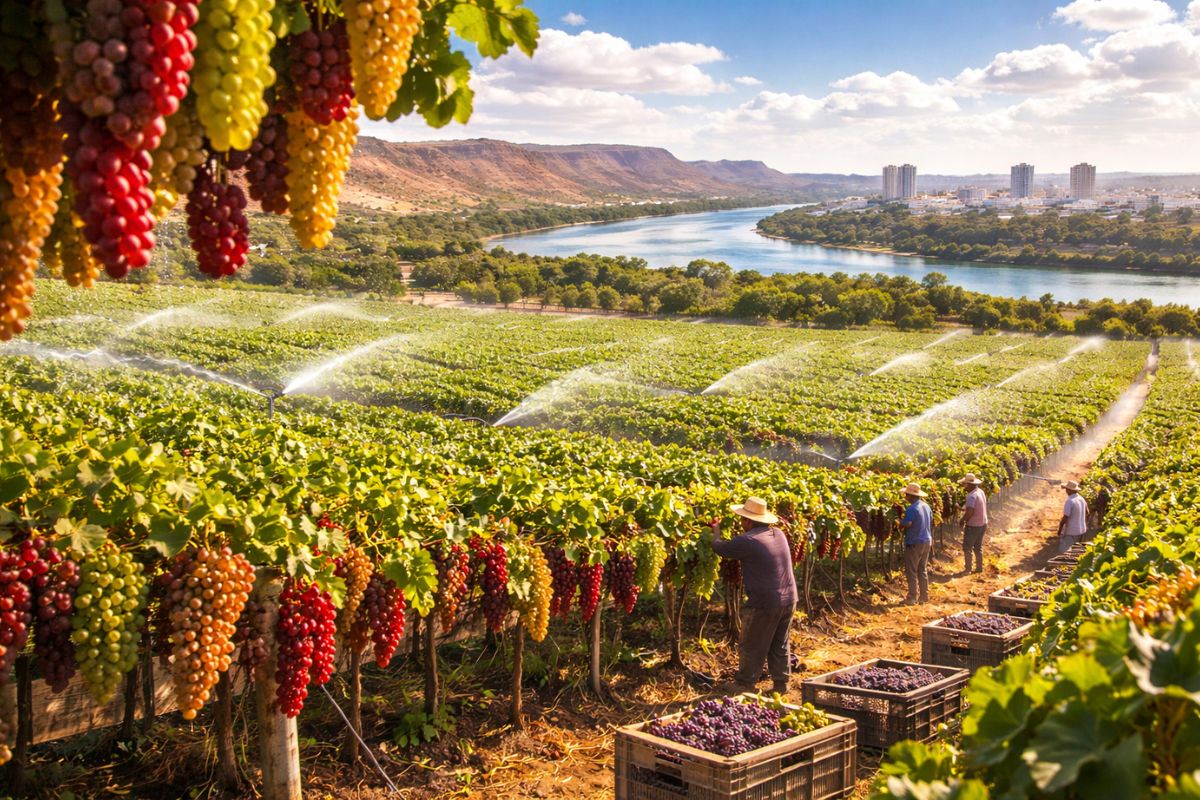 Irrigação do São Francisco transforma Caatinga em mar de uvas, faz família cuidar de 40 mil pés o ano inteiro e coloca Petrolina e Juazeiro entre os maiores polos exportadores (2)
