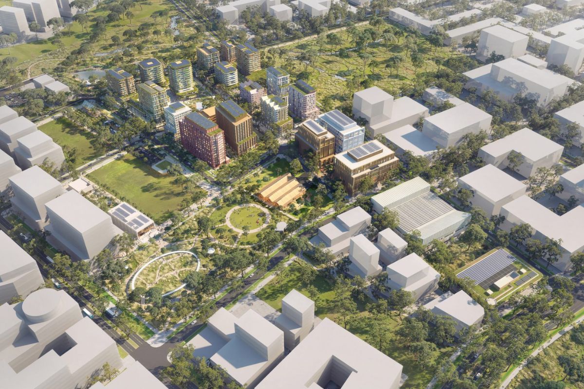 nova cidade da Austrália: Bradfield City em Sydney ao lado do Aeroporto Internacional de Western Sydney, com 10.000 residências, campus universitário, parque de 2,2 km e fase inicial prevista para cinco anos.