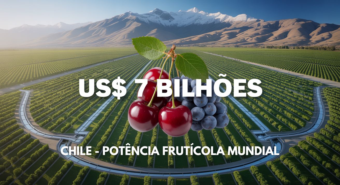 Com vales irrigados altamente tecnificados, exportações que passam de US$ 7 bilhões por ano e liderança em cerejas, uvas e mirtilos, o Chile construiu uma das maiores máquinas de produção de frutas do planeta