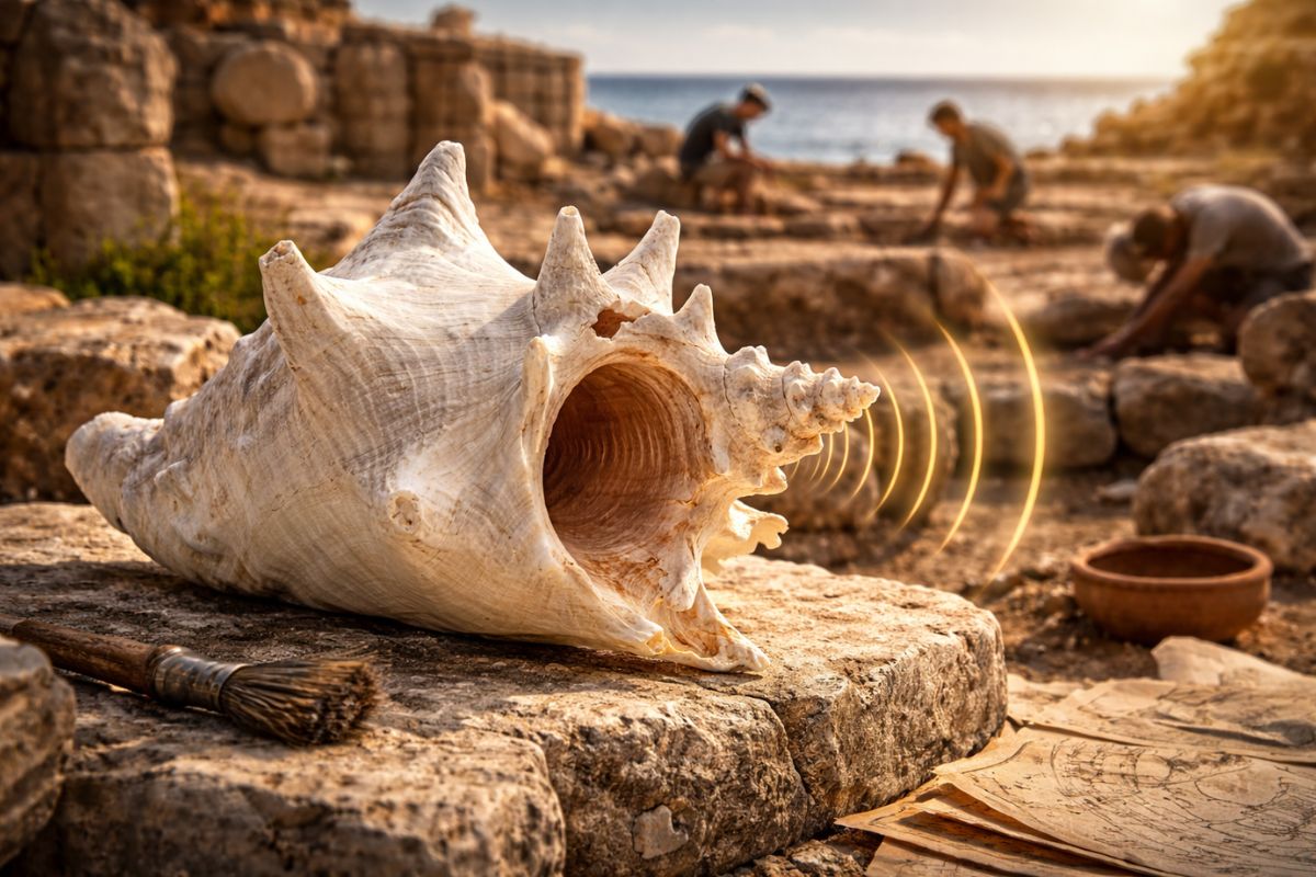 Concha marinha vira tecnologia sonora na Catalunha e reabre debate do Neolítico, com a Universidade de Barcelona descrevendo testes e evidências que conectam cortes, som e possível comunicação antiga.