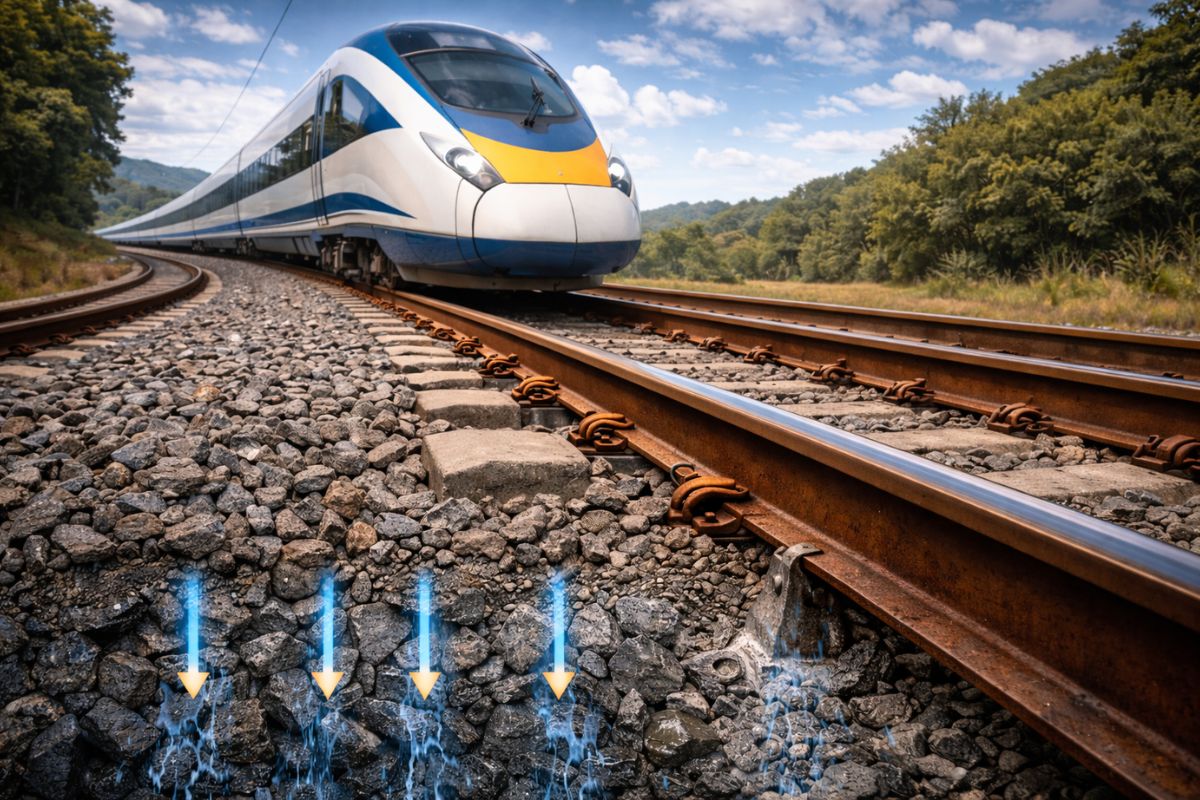 Por que trens modernos “flutuam” sobre pedras o segredo do lastro que distribui toneladas, drena a água, trava os trilhos nas curvas e ainda veio direto dos antigos navios à vela (1)