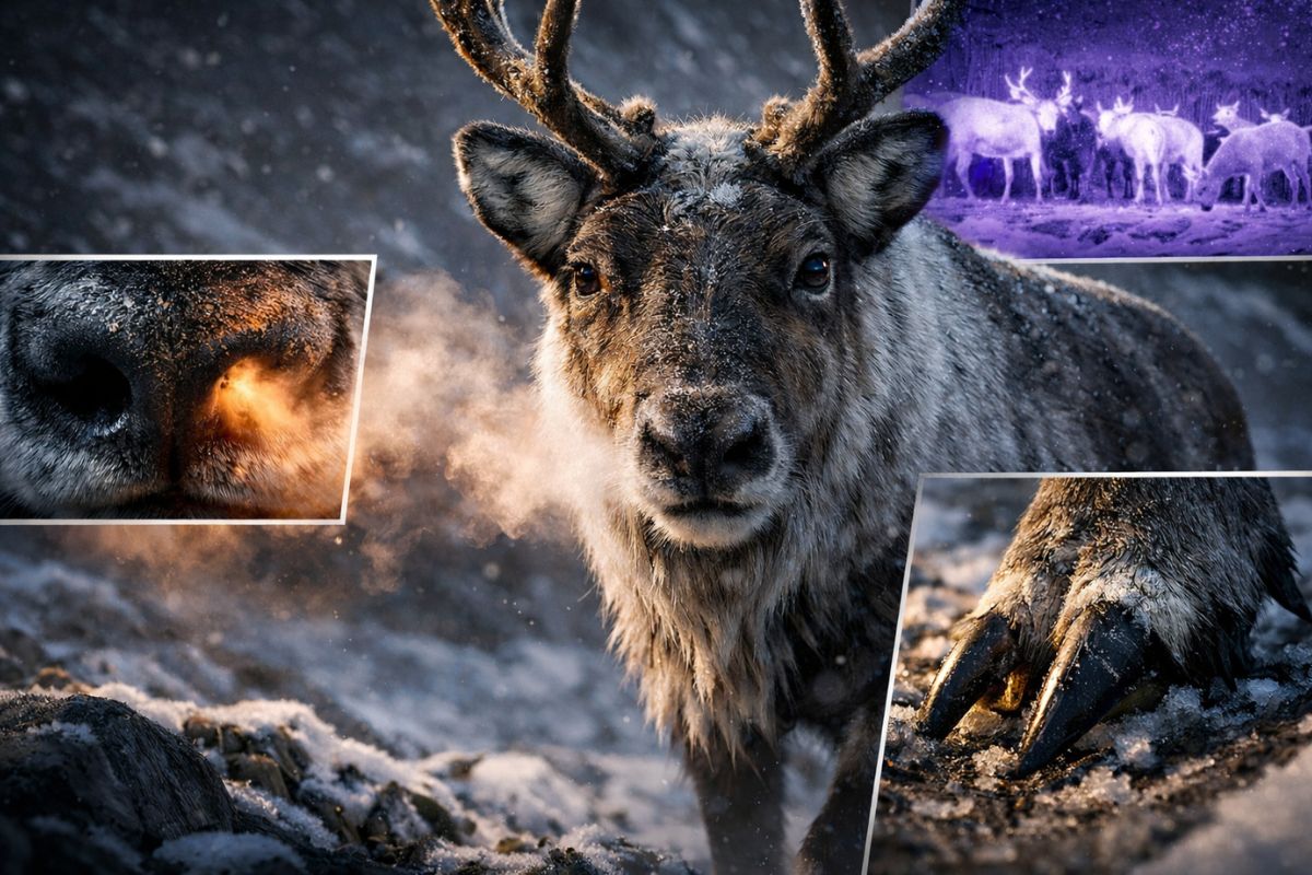 Rena no Ártico: luz ultravioleta, cascos e migrações explicam como a espécie aquece o corpo, acha alimento e atravessa o inverno.