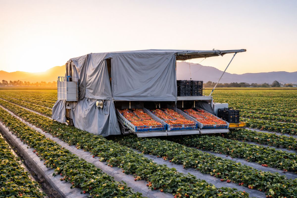 Robôs começam a colher morangos, fazem trabalho de 30 pessoas dia e noite, usam inteligência artificial e mostram como a automação avança rápido