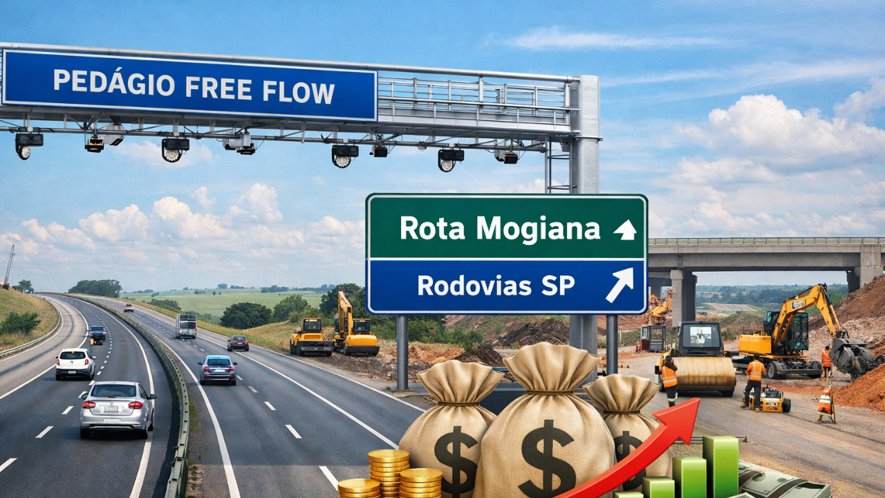Leilão da Rota Mogiana na B3 prevê Pedágio free flow, redução de tarifas e Investimentos bilionários em Rodovias SP por 30 anos.