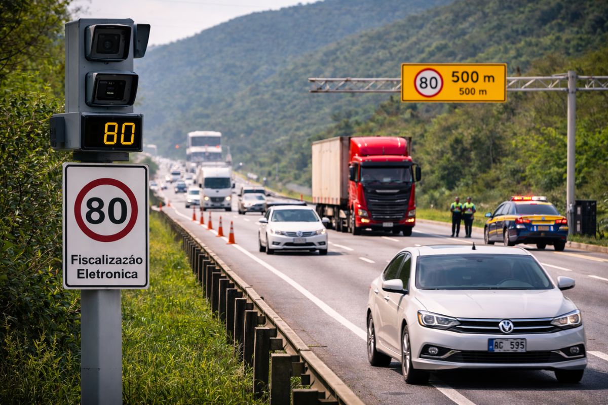 Radares nas BRs federais voltam de forma escalonada em abril, com faixas monitoradas e multas liberadas só após etapas técnicas em SC.