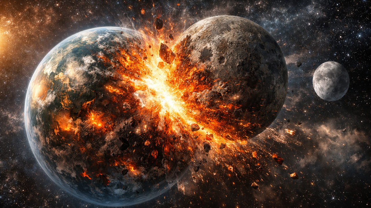 Entenda como Theia colidiu com a Terra primitiva em um impacto gigante que deu origem à Lua e mudou a história do planeta.