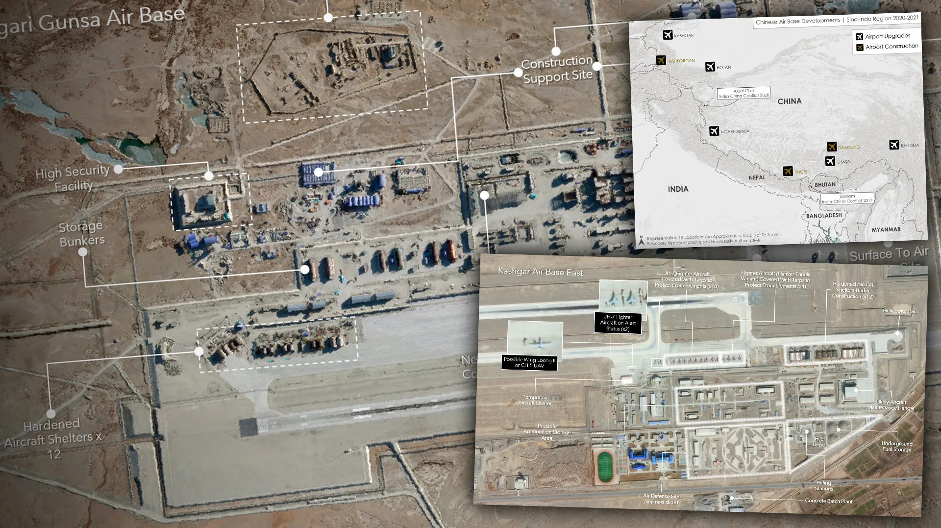 Com túneis escavados a até 30 metros de profundidade, extensões superiores a 5 km, entradas reforçadas para ataques de precisão e capacidade estimada para abrigar dezenas de caças J-20 e bombardeiros H-6, as bases aéreas subterrâneas da China possuem tamanho colossal