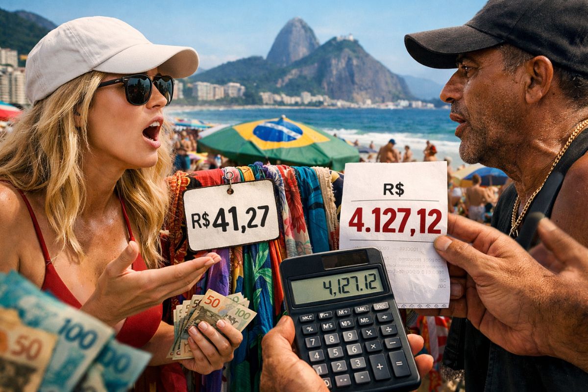 turista americana relata taxa de gringo após ver maquininha de cartão inflar preço de canga no Rio de Janeiro e comenta como evitar abusos.