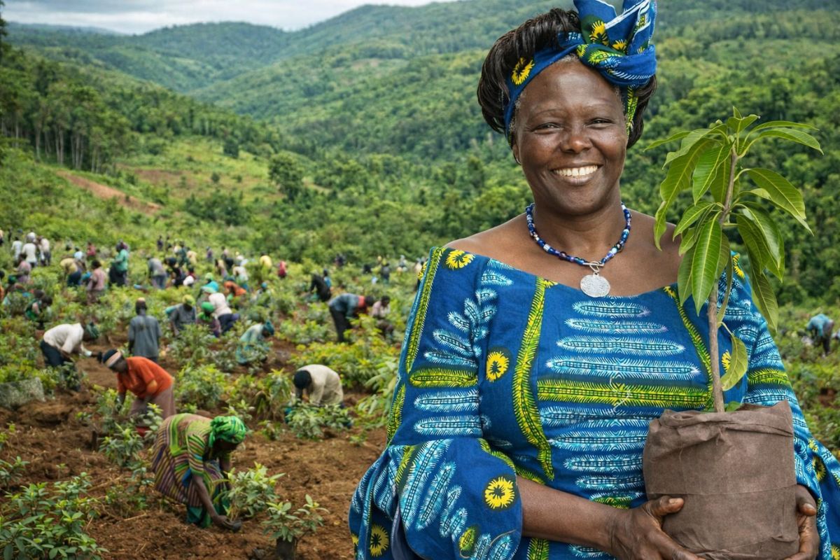 Wangari Maathai e o Movimento Cinturão Verde mostram como árvores e comunidades transformaram o Quênia com ação ambiental de impacto social.