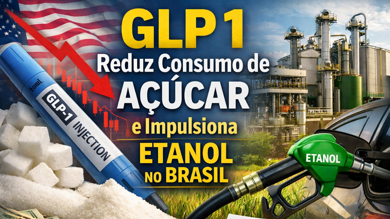 GLP 1 derruba consumo de açúcar nos EUA, afeta exportações brasileiras e impulsiona etanol e revisão de contratos agrícolas.