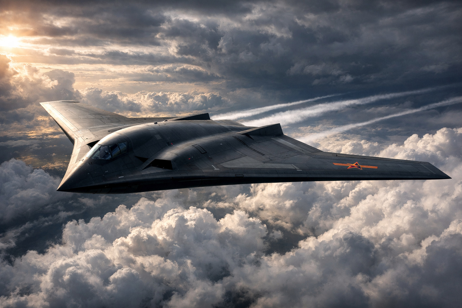 Bombardeiro furtivo H-20 da China em voo de alta velocidade