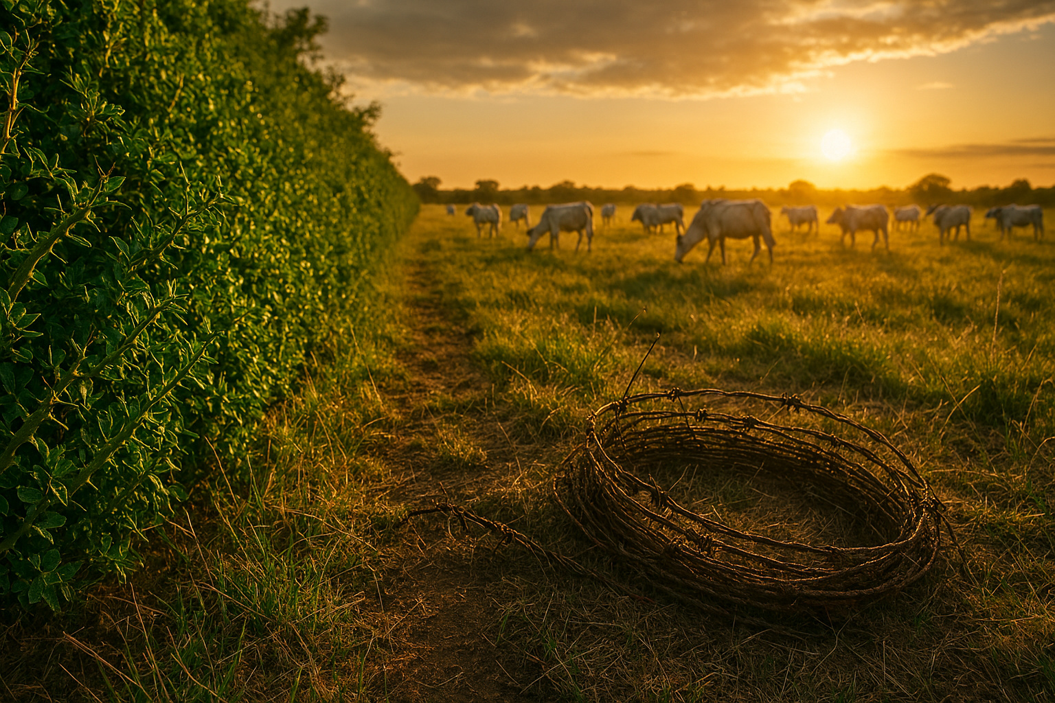 Fazendeiros abandonam quilômetros de arame farpado, plantam cercas vivas espinhosas no lugar do aço, reduzem custos, evitam ferimentos em animais e transformam plantas em barreiras rurais permanentes