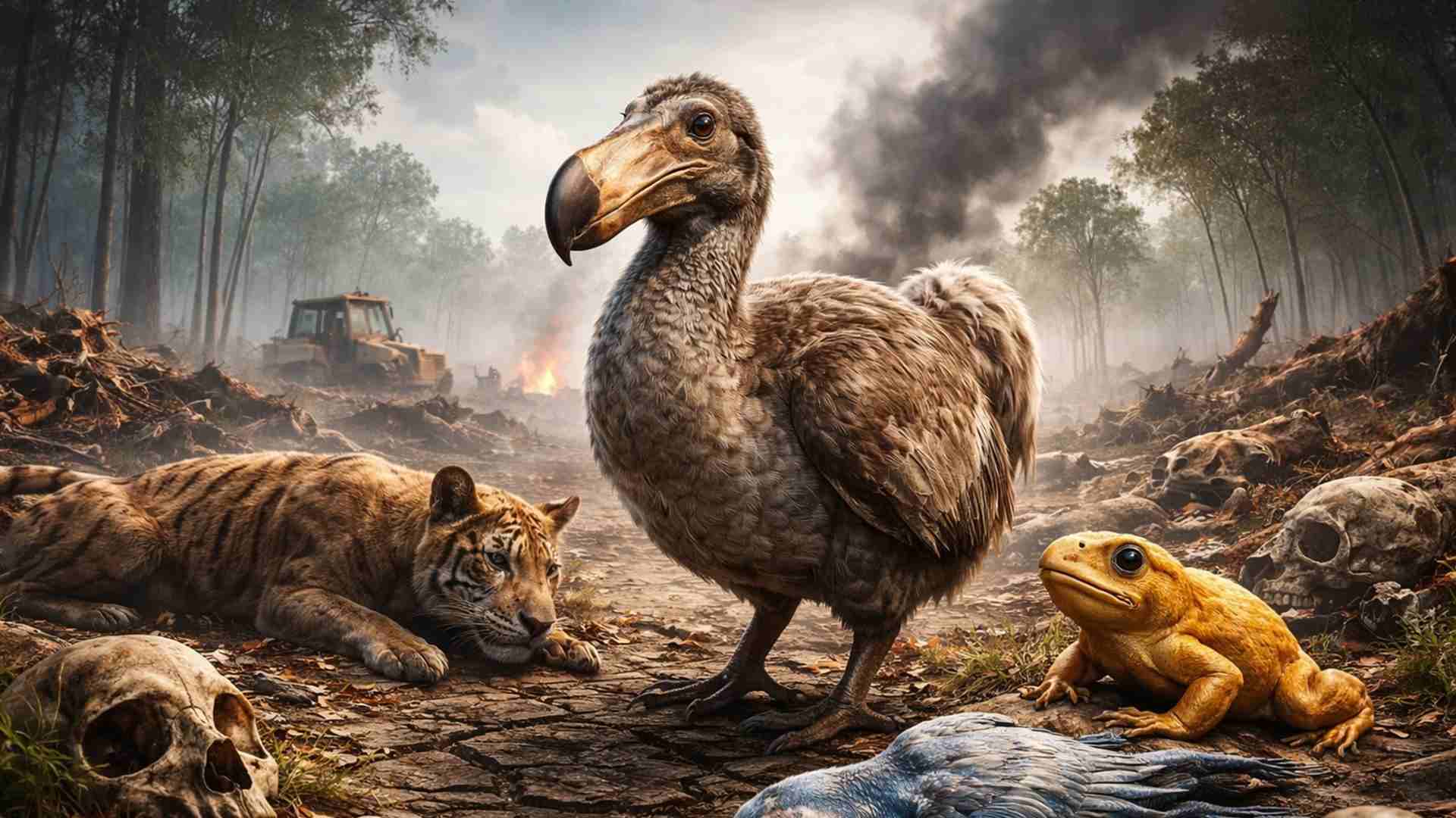 Descubra os animais extintos e o impacto humano. Mais de 777 espécies foram oficialmente classificadas desde 1500.