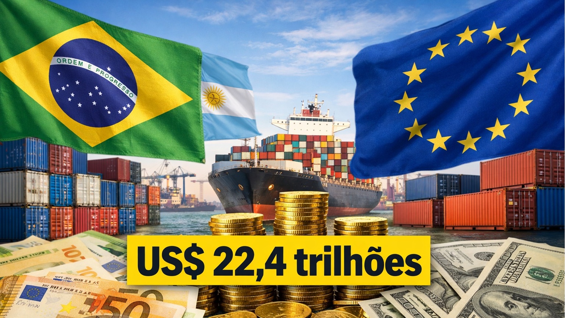 Acordo do Mercosul com a União Europeia prevê corte de tarifas, envolve 718 milhões de pessoas e PIB de US$ 22,4 trilhões.