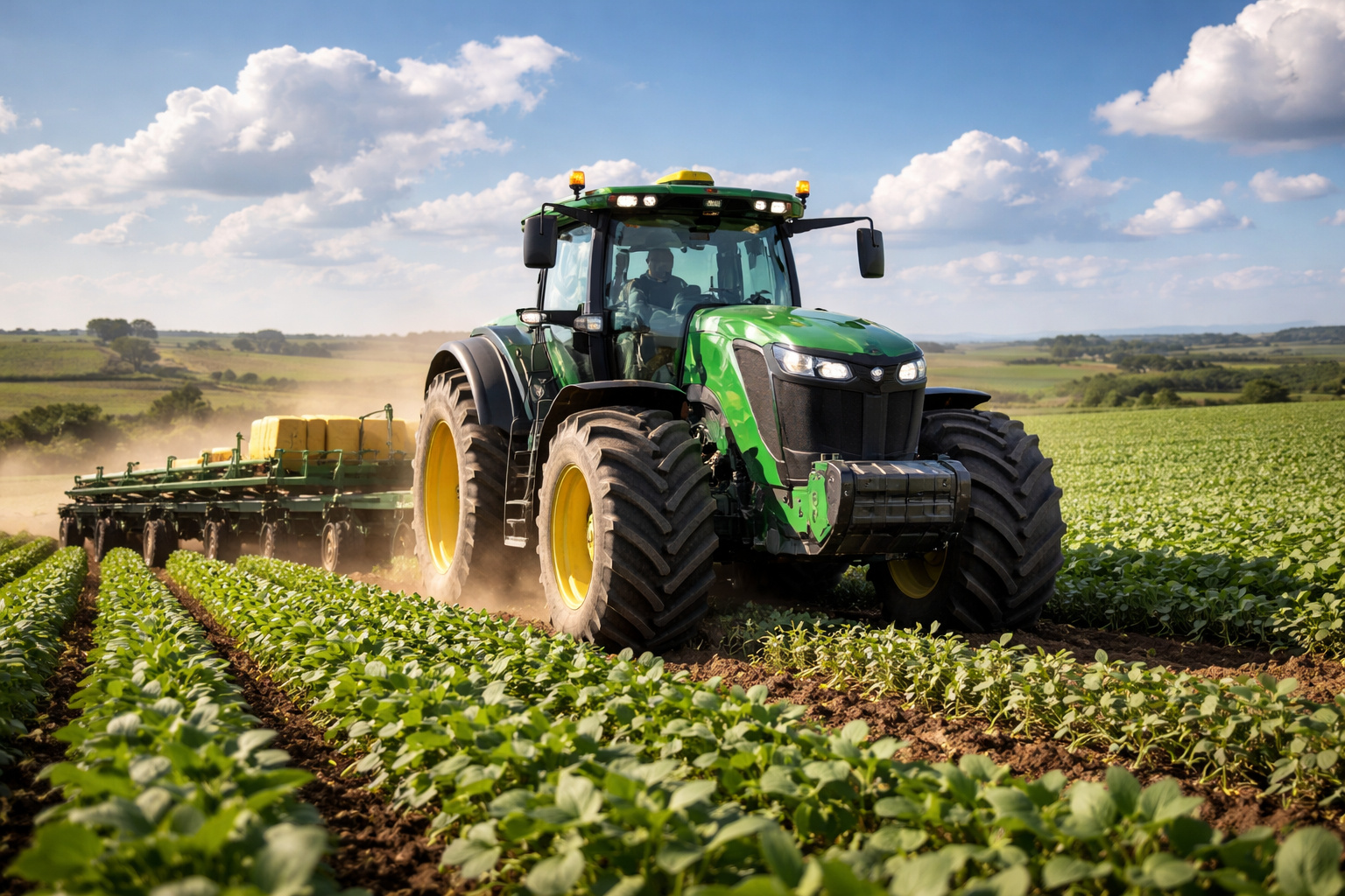 trator agrícola de luxo operando em plantação no Brasil