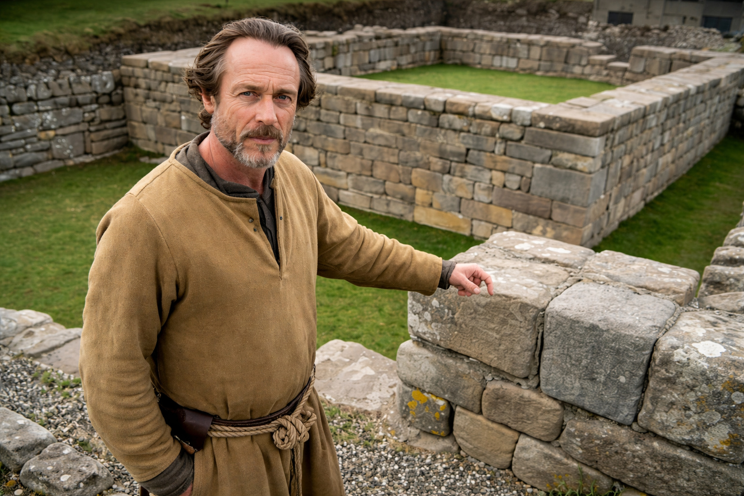 Fundação medieval sobre rocha sólida com drenagem passiva em contraste com concreto moderno rachado.