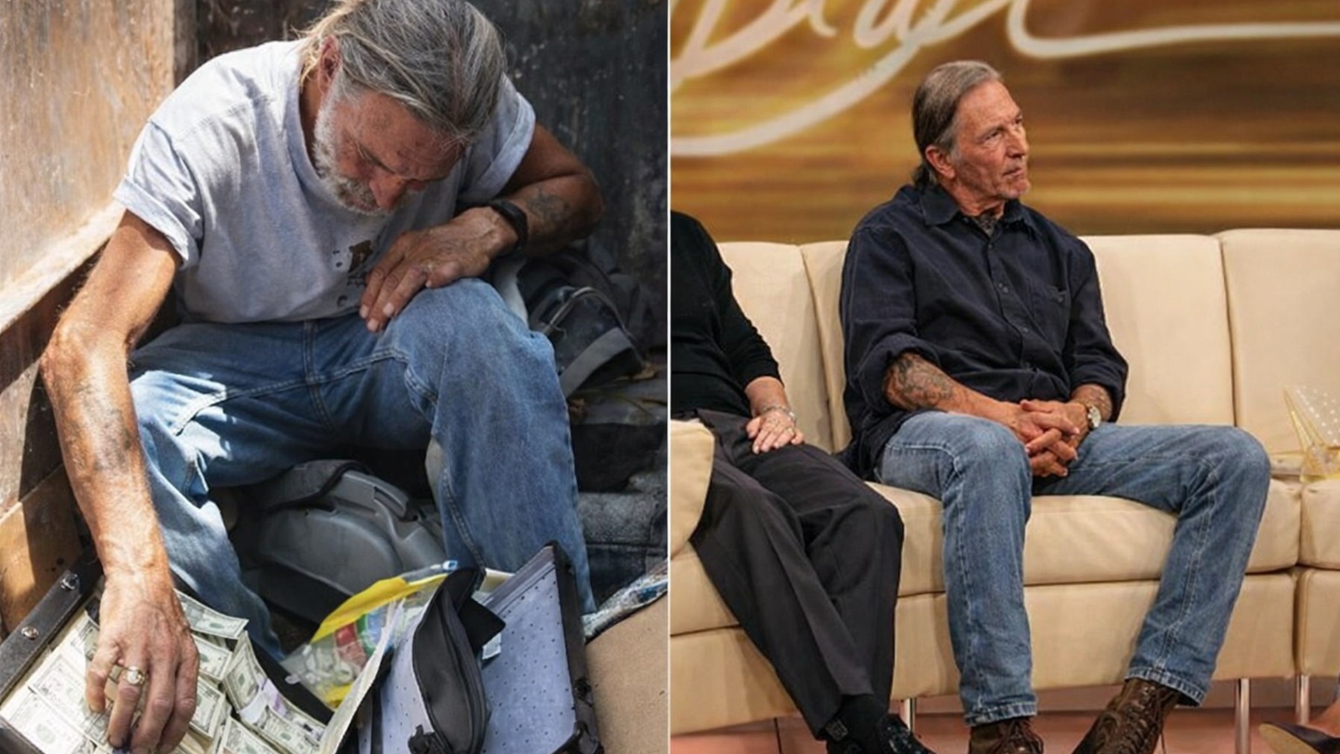 Programa de TV acompanha homem em situação de rua após receber US$ 100 mil e registra decisões, gastos e consequências ao longo do tempo.