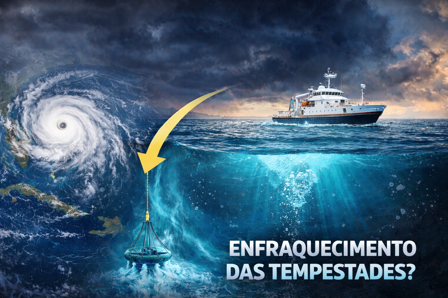 EUA quer injetar água fria nas profundezas do oceano para reduzir a intensidade de furacões no Atlântico, e estudo indica potencial de enfraquecimento das tempestades