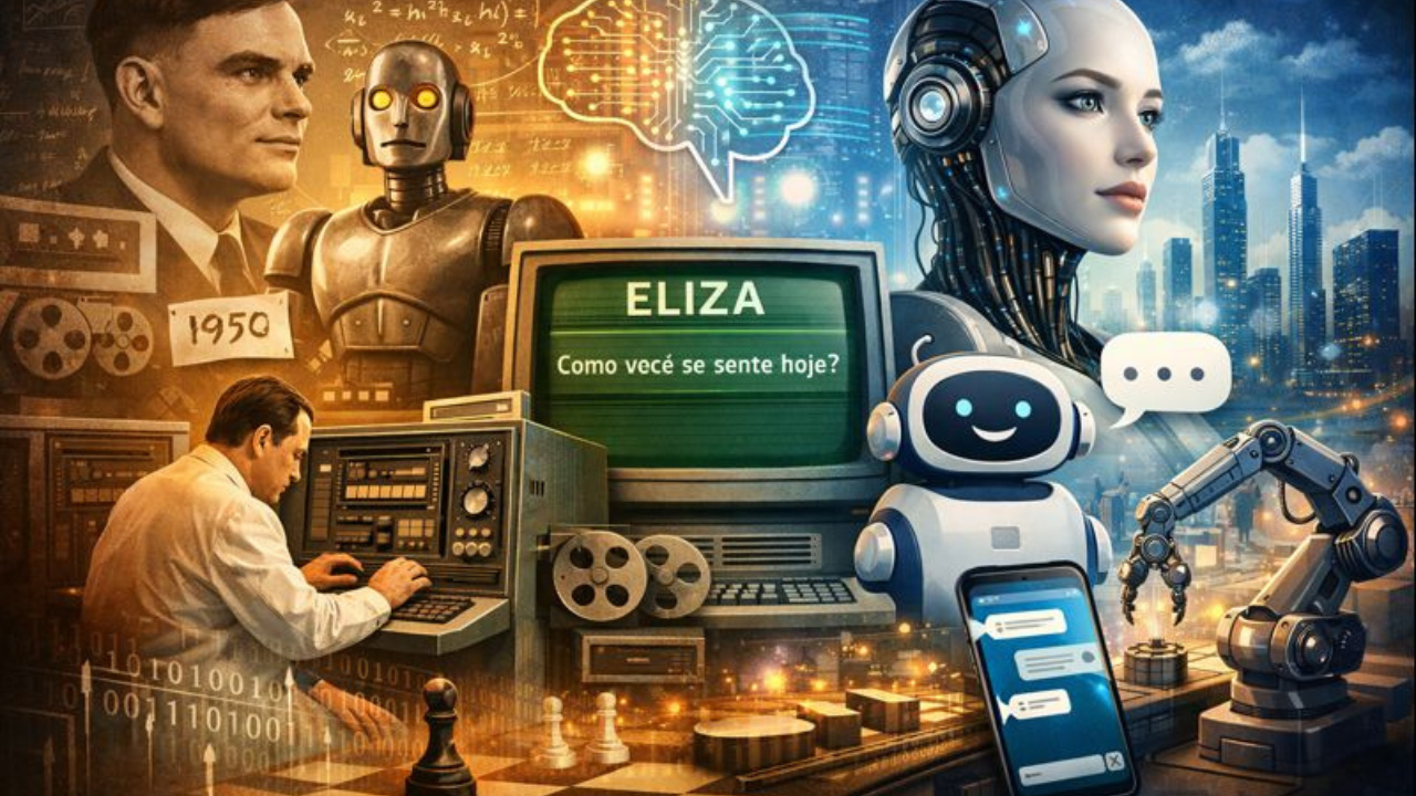 Previsões feitas há 70 anos sobre inteligência artificial ajudam a entender chatbots, automação e o antropomorfismo tecnológico atual.
