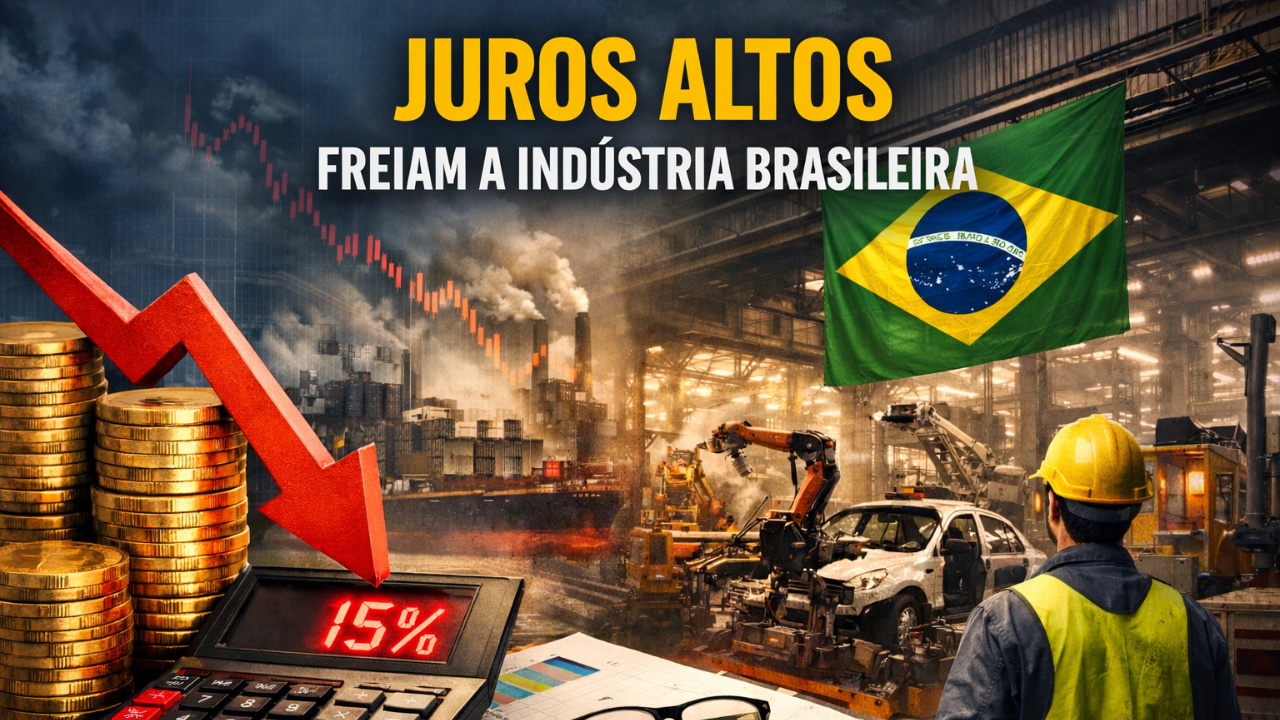 CNI aponta juros altos como principal fator da desaceleração da indústria brasileira e da queda da confiança empresarial em 2025.