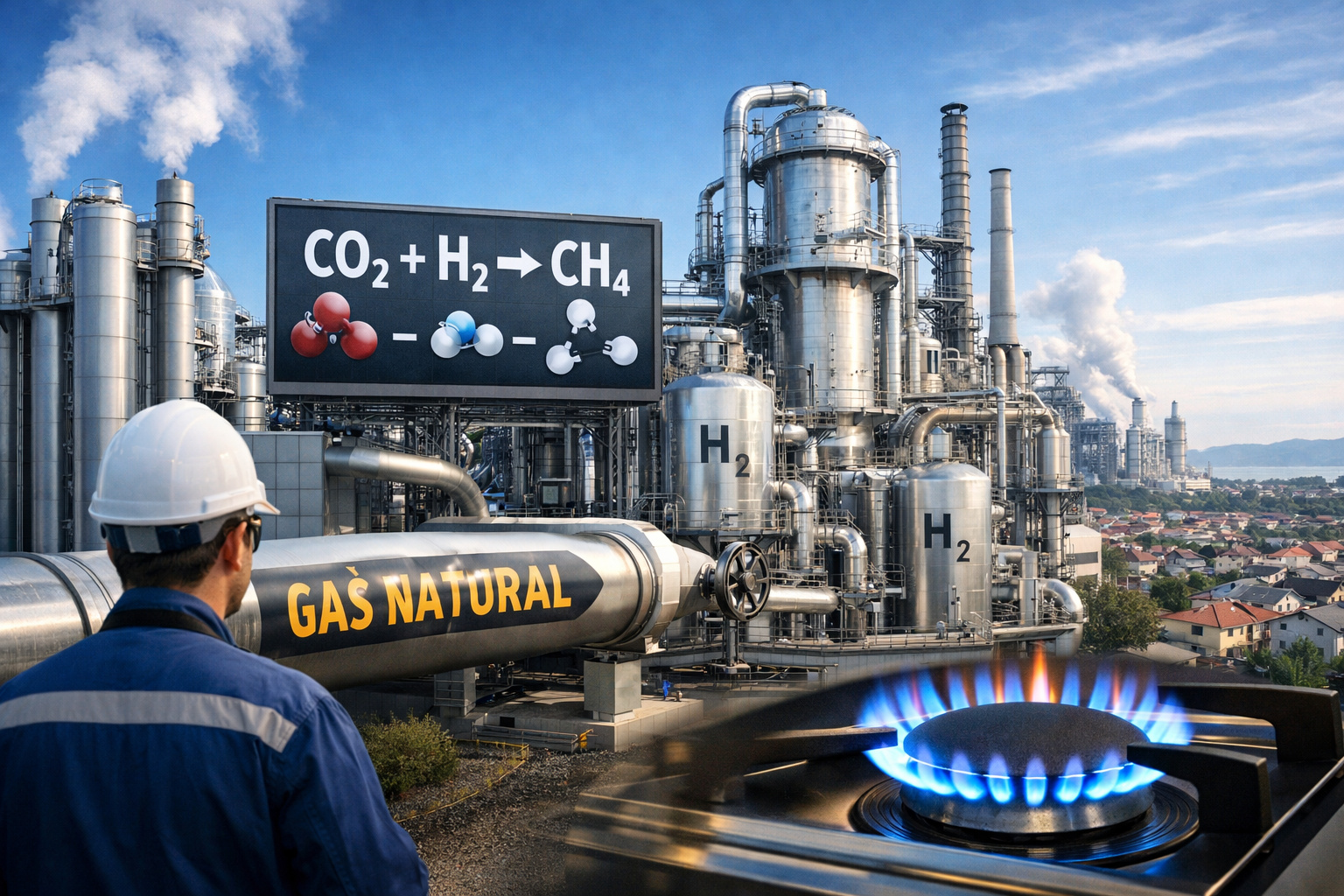 megainstalação capaz de transformar CO₂ industrial em gás encanado