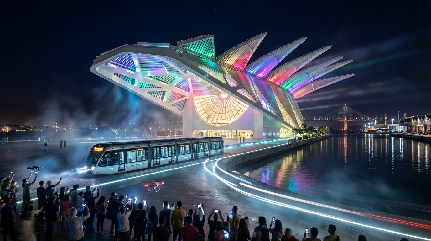 Arquitetura de Calatrava, 15 mil m² de painéis solares e ciência em cinco cosmos transformam o Museu do Amanhã no ícone da revitalização portuária do Rio