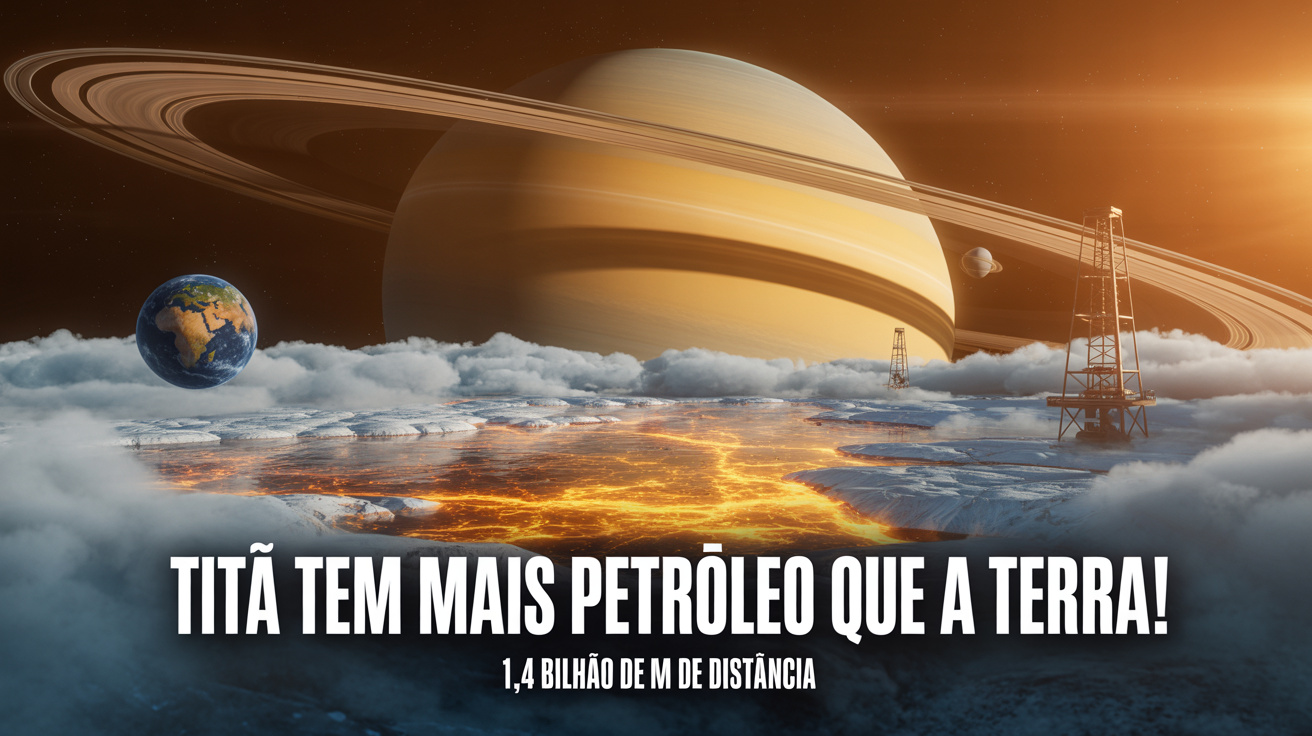 Titã tem mais petróleo que toda a Terra, Arábia Saudita e Rússia juntas: maior reserva de combustível do Sistema Solar fica em lua de Saturno a -179°C, tem oceanos de metano que fariam OPEP virar anedota, mas está a 1,4 bilhão de km de distância, segundo a NASA