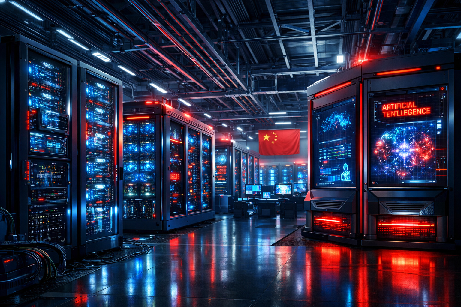Data center chinês operando modelo Qwen 3.5 de inteligência artificial