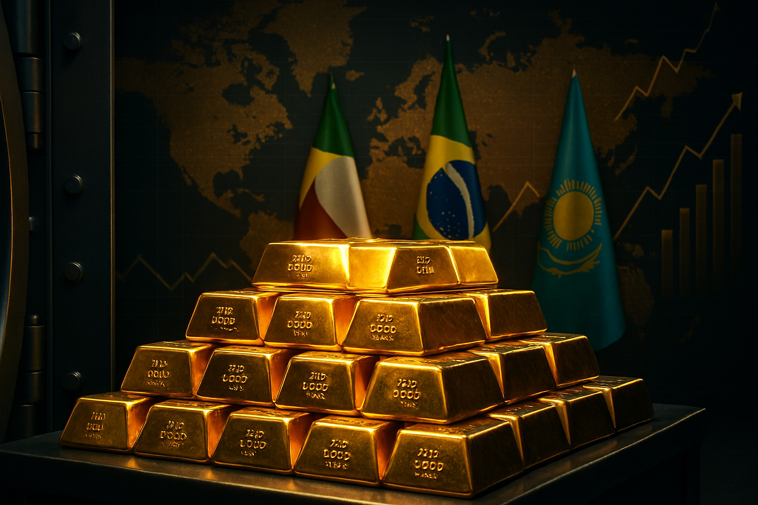 Enquanto o preço do ouro dispara, países como Polônia, Cazaquistão e Brasil aumentam suas reservas e acumulam quase 900 toneladas nos cofres e reconfiguram reservas internacionais em plena reviravolta do sistema monetário global