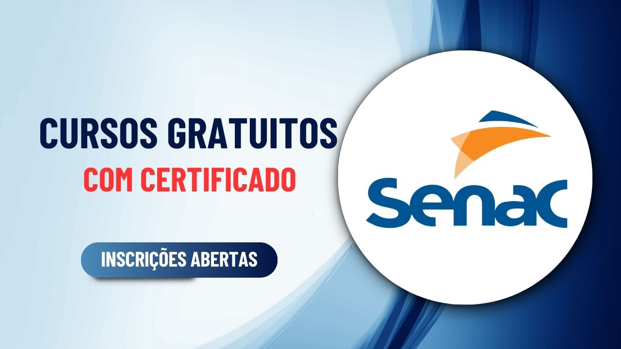 O Senac abriu cursos gratuitos de marketing com certificação, carga horária flexível e foco prático para profissionais e empreendedores. Imagem: Canva.