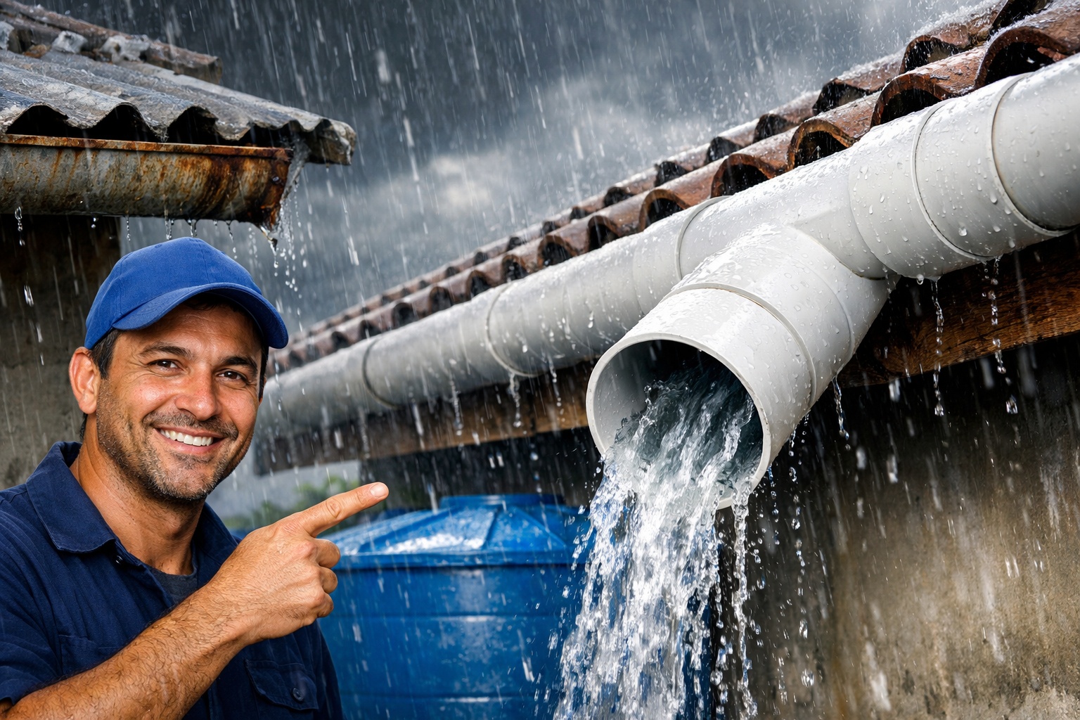 Adeus calha cara: Encanador mostra como fazer sistema de captação de água da chuva com tubo PVC 100 mm que pode coletar até 5.000 litros, custa entre R$ 500 e R$ 800 completo e sai muito mais barato que instalação profissional de R$ 2.000+