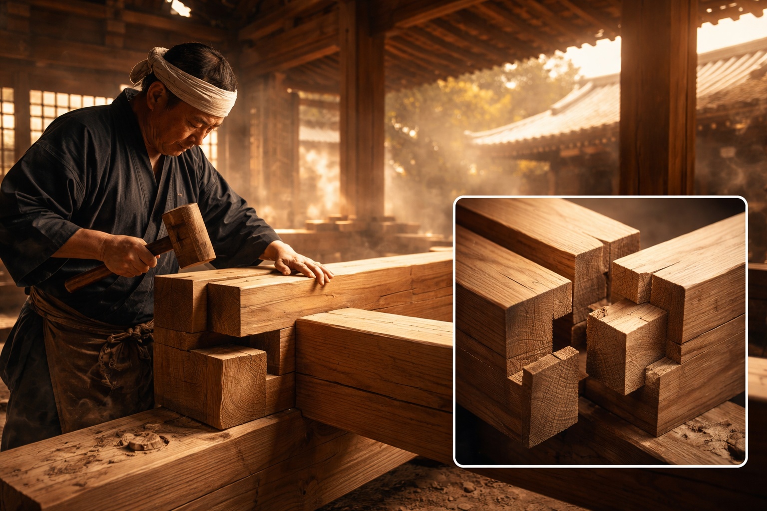 Técnica japonesa de carpintaria com 1.200 anos de história está impressionando o mundo inteiro com encaixes de madeira que dispensam pregos, parafusos e cola através de cortes perfeitos macho-fêmea transformando tradição milenar em engenharia estrutural