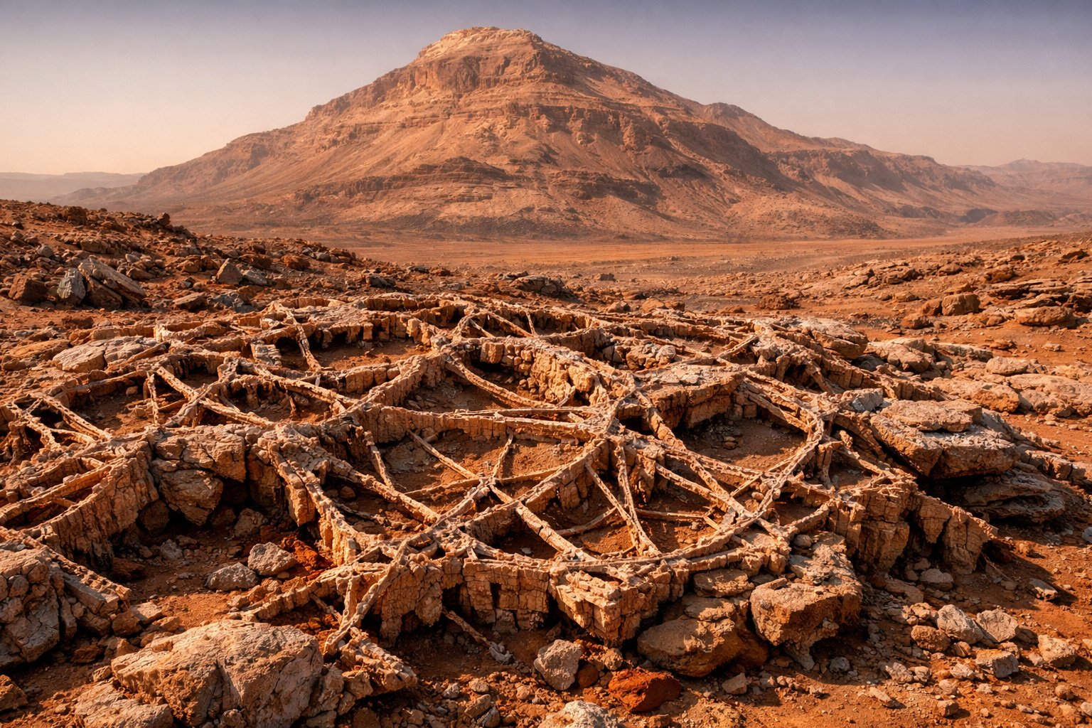 Formações geológicas em Marte semelhantes a teias de aranha, chamadas boxwork, analisadas pela NASA.