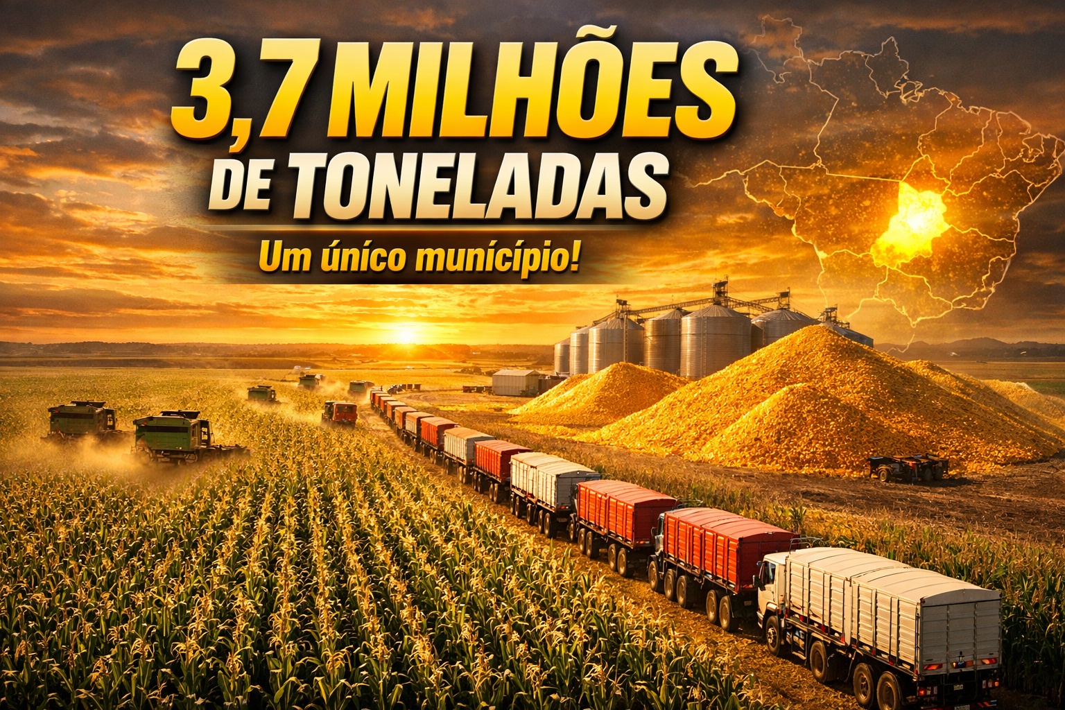 Gigante demais para caber no mapa: 3,7 milhões de toneladas de milho em um único município brasileiro que colhe mais que países inteiros e expõe a escala real do agro brasileiro