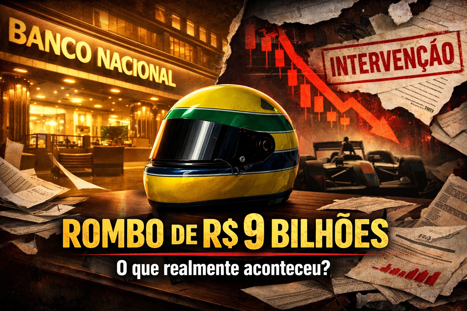 Com rombo bilionário estimado em mais de R$ 9 bilhões, intervenção do Banco Central em 1995 e manipulação contábil que durou anos, o que realmente aconteceu com o Banco Nacional, a instituição que estampava o capacete de Ayrton Senna e parecia intocável no auge dos anos 80 e 90?