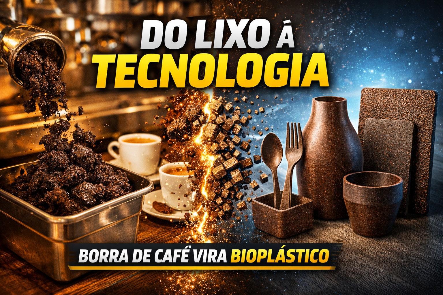 Na Itália, Singapura e Coreia, a borra de café descartada por cafeterias está sendo transformada em bioplástico sustentável e materiais de design, revelando como um resíduo cotidiano pode virar matéria-prima tecnológica