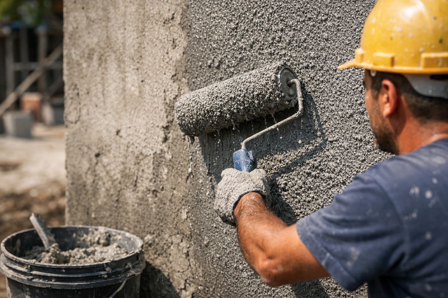 Pedreiro revela técnica de chapisco rolado com argamassa ACIII e areia fina que regulariza parede externa por cerca de R$ 8/m², cria textura rústica moderna e ainda garante impermeabilização na própria aplicação